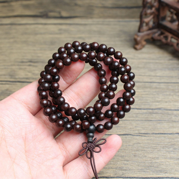 Náramok s buddhistickými korálikmi zo dreva jujube, 108 korálikov, 6 mm, tmavé staré drevo, ručne brúsený, moderný minimalistický štýl