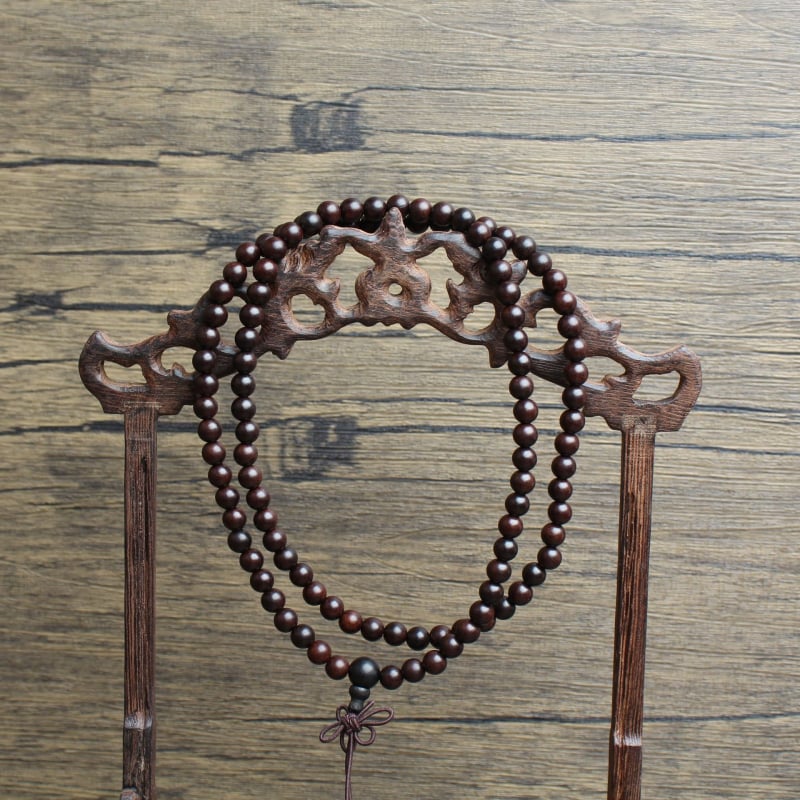 Náramok s buddhistickými korálikmi zo dreva jujube, 108 korálikov, 6 mm, tmavé staré drevo, ručne brúsený, moderný minimalistický štýl