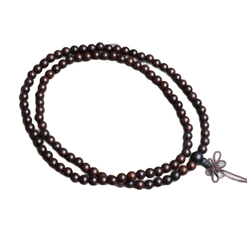 Náramok s buddhistickými korálikmi zo dreva jujube, 108 korálikov, 6 mm, tmavé staré drevo, ručne brúsený, moderný minimalistický štýl
