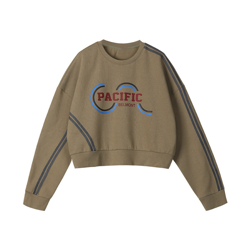 Ženski T-shirt s raglan rukavima, američki retro ispis slovima, cropped top, 2025 modni funkcionalni street style