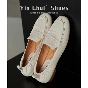 Ženske slip-on mokasne, britanski retro stil, gornji dio od mikrovlakna, niska debela potpetica