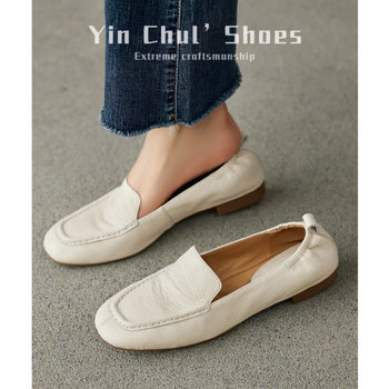 Ženske slip-on mokasne, britanski retro stil, gornji dio od mikrovlakna, niska debela potpetica