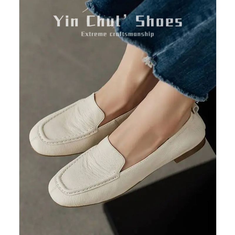 Ženske slip-on mokasne, britanski retro stil, gornji dio od mikrovlakna, niska debela potpetica