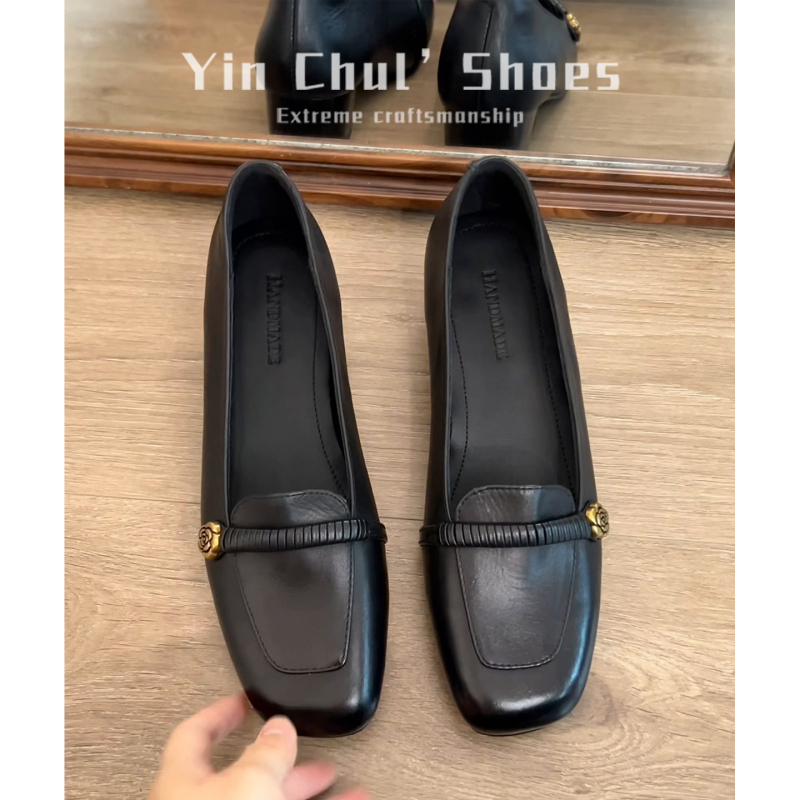 Camellia slip-on loaferice za žene, britanski stil, retro s debelim petama