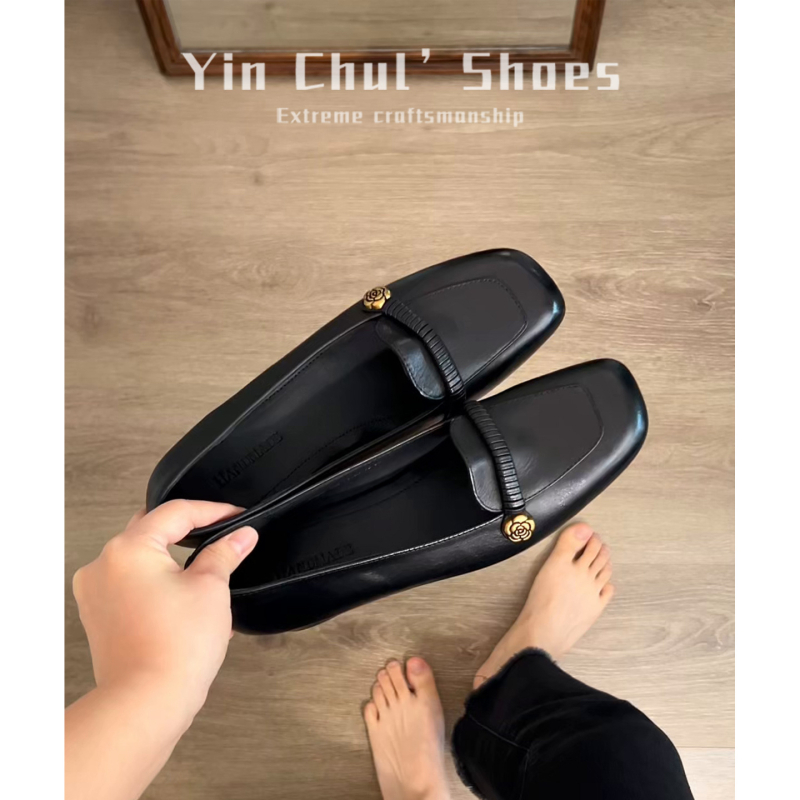 Camellia slip-on loaferice za žene, britanski stil, retro s debelim petama