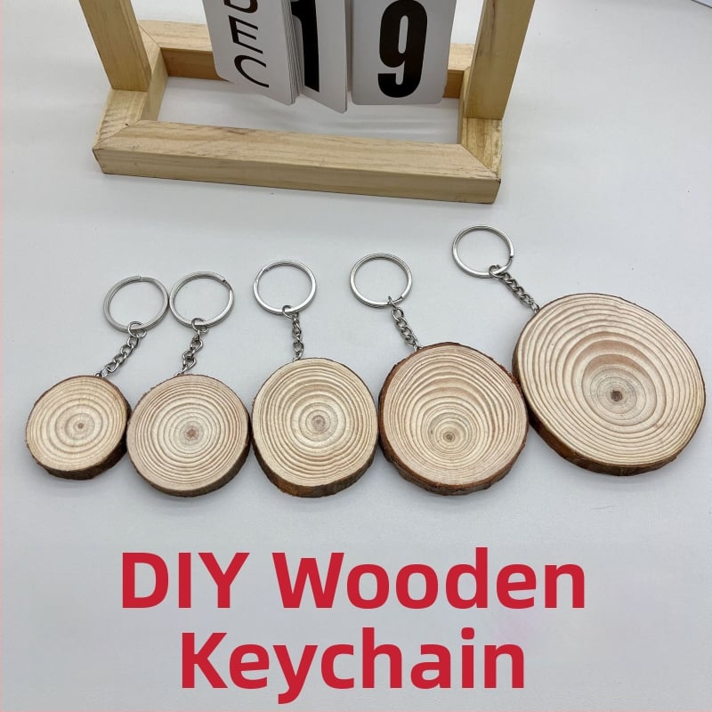 Prívesok na kľúče z borových drevených plátov, ručne maľovaný okrúhly drevený prívesok, DIY kľúčenka, darček do škôlky