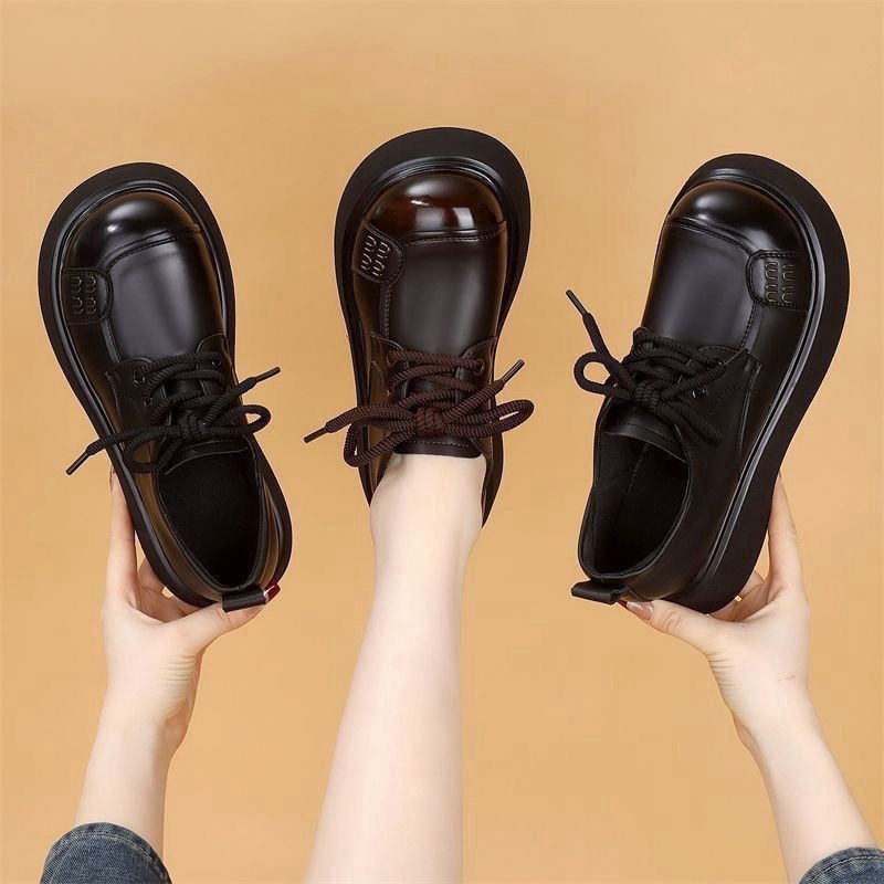 Ženske loafers od PU kože, retro stil, okrugli vrh, debela potplata, udobne i elegantne