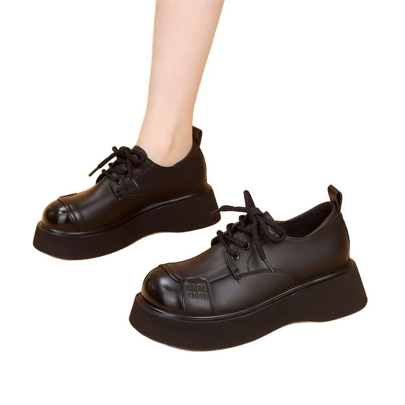 Ženske loafers od PU kože, retro stil, okrugli vrh, debela potplata, udobne i elegantne