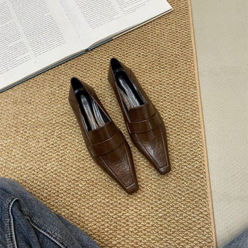 Ženske loaferice u britskom retro stilu, špicastim nosom i niskim petom