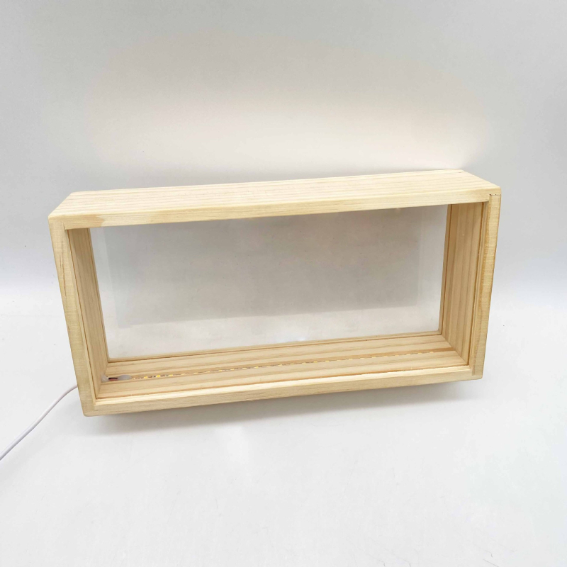 Rám na fotografie so sušenými kvetmi, LED osvetlený, dvojstranné priehľadné sklo, 3D drevený rám, nočná lampička
