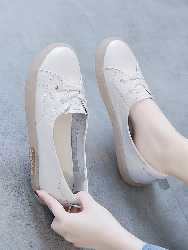 Ženske bijele cipele od prave kože, slip-on, 2026 novi model za ljeto, svestrane, mekana potplata