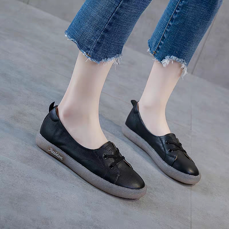 Ženske bijele cipele od prave kože, slip-on, 2026 novi model za ljeto, svestrane, mekana potplata