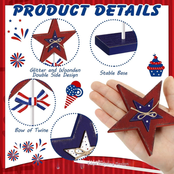 Drevený hviezdový ornament na Deň nezávislosti USA, retro štýl domáca výzdoba