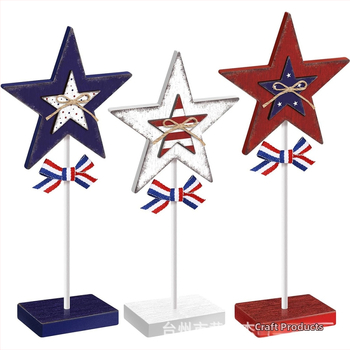 Drevený hviezdový ornament na Deň nezávislosti USA, retro štýl domáca výzdoba
