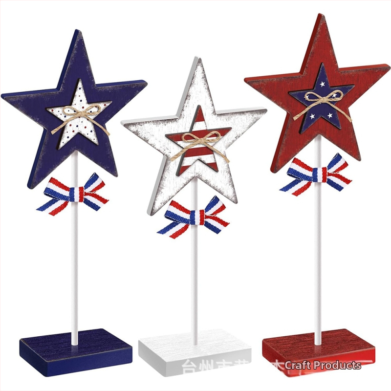Drevený hviezdový ornament na Deň nezávislosti USA, retro štýl domáca výzdoba