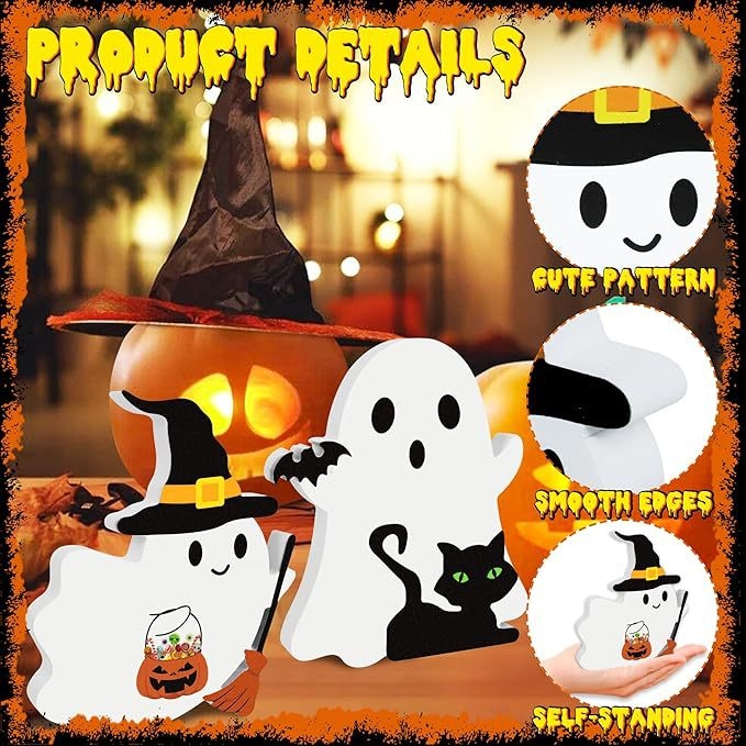 Halloween závesná ozdoba: duch z tekvice, drevený remeselný doplnok pre domáce dekorácie a párty