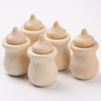 DIY kreatívne detské maľované hračky – sada drevených pohárov Acorn Wood pre domovú dekoráciu