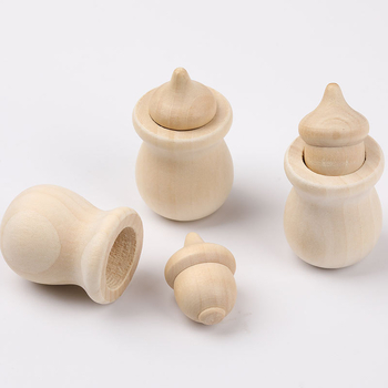 DIY kreatívne detské maľované hračky – sada drevených pohárov Acorn Wood pre domovú dekoráciu