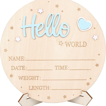 Vitajací panel Hello World pre dieťa, drevený panel na meno, unisex dekorácia