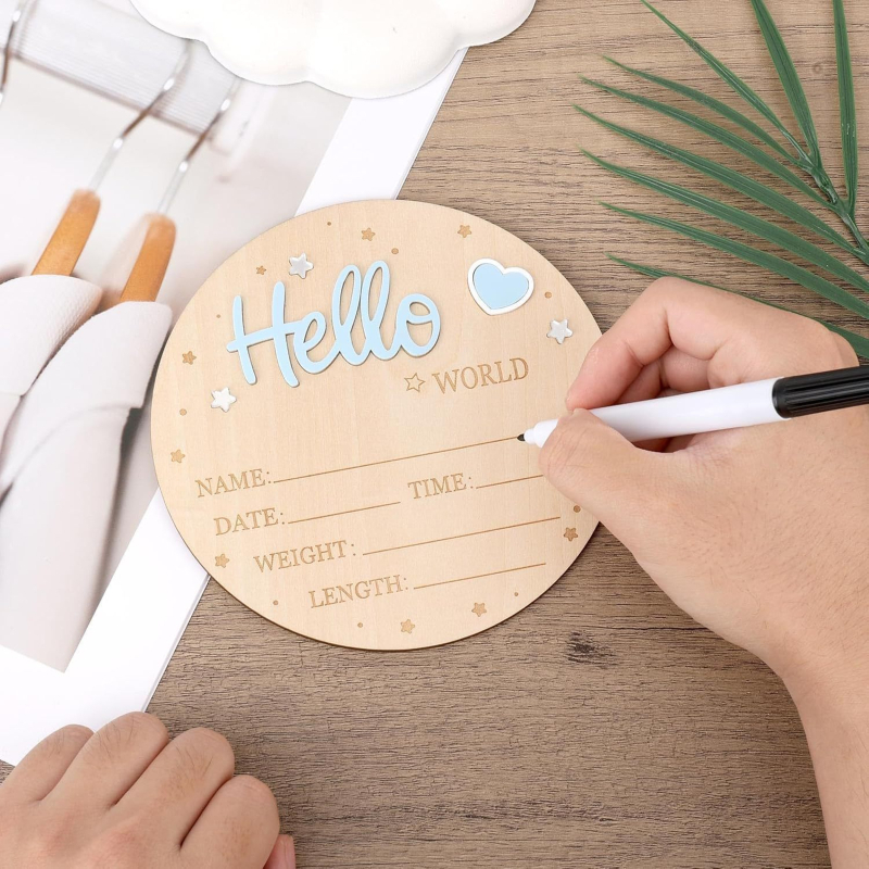 Vitajací panel Hello World pre dieťa, drevený panel na meno, unisex dekorácia
