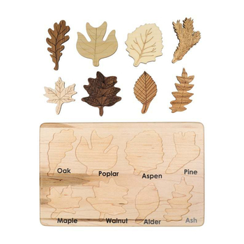 Drevené puzzle s listom – Montessori vzdelávacia hračka