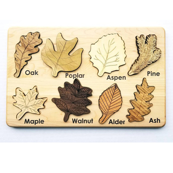 Drevené puzzle s listom – Montessori vzdelávacia hračka