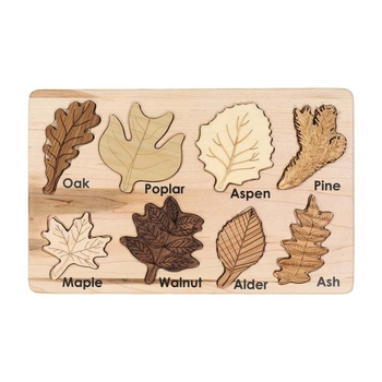 Drevené puzzle s listom – Montessori vzdelávacia hračka