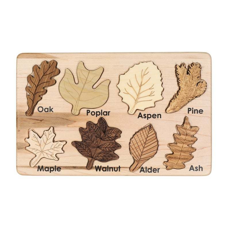 Drevené puzzle s listom – Montessori vzdelávacia hračka