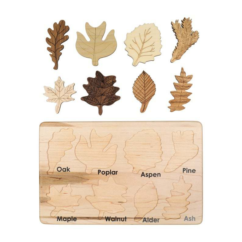Drevené puzzle s listom – Montessori vzdelávacia hračka