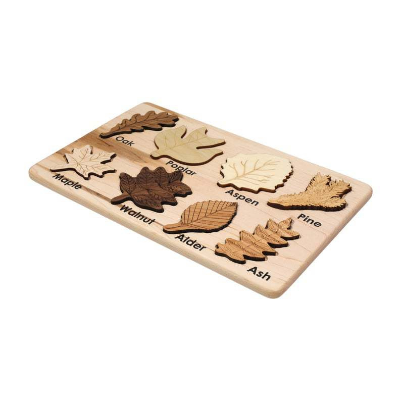 Drevené puzzle s listom – Montessori vzdelávacia hračka