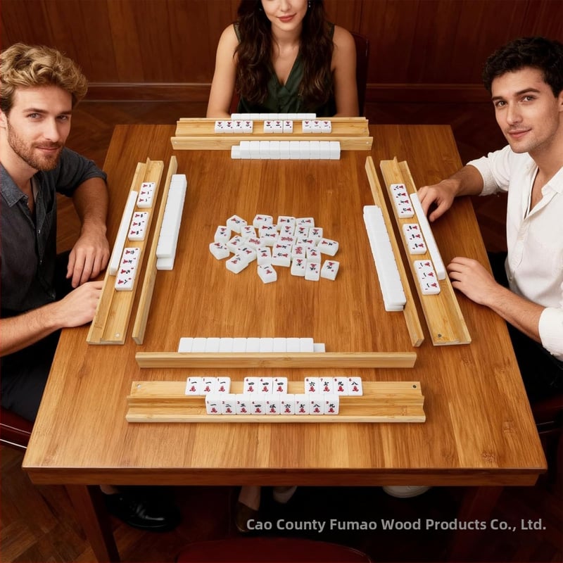 Drevený stojan na mahjong s ťahacím kolíkom, držiak na domino, podnos na mahjong pre párty, masívna drevená herná doska