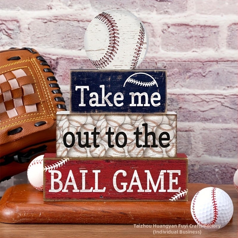 Americký retro Baseball – drevená stolová dekoratívna tabuľka v športovom štýle, kolekcia pre nadšencov baseballu, darček