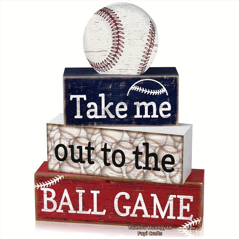 Americký retro Baseball – drevená stolová dekoratívna tabuľka v športovom štýle, kolekcia pre nadšencov baseballu, darček