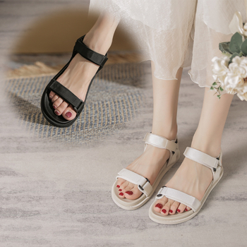 Francuske retro ženske sandale s debelim potplatom, rimski stil, ljetni model 2026, udobne casual sandale s Velcro zatvaračem
