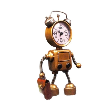 Kovový ručne vyrobený model robota s hodinami, ozdoba pre deti a študentov, domáca dekorácia