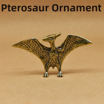 Mosadzová retro socha na stôl – pterosaurom a dinosaurem, domáci dekor, umelecké dielo z mosadz