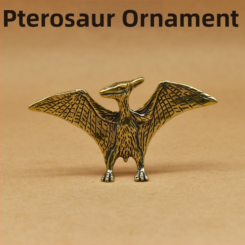 Mosadzová retro socha na stôl – pterosaurom a dinosaurem, domáci dekor, umelecké dielo z mosadz