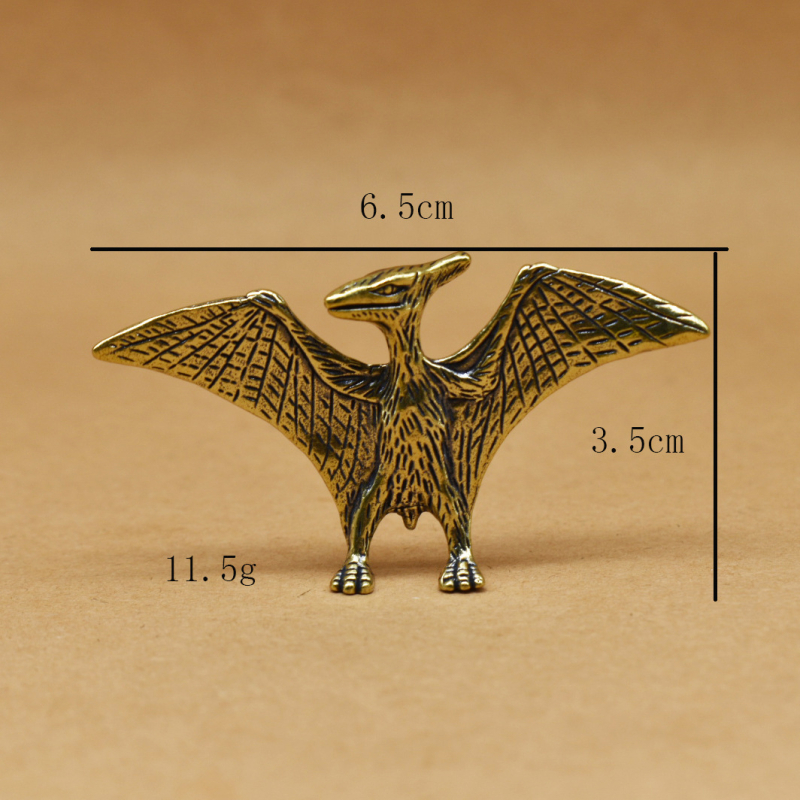 Mosadzová retro socha na stôl – pterosaurom a dinosaurem, domáci dekor, umelecké dielo z mosadz