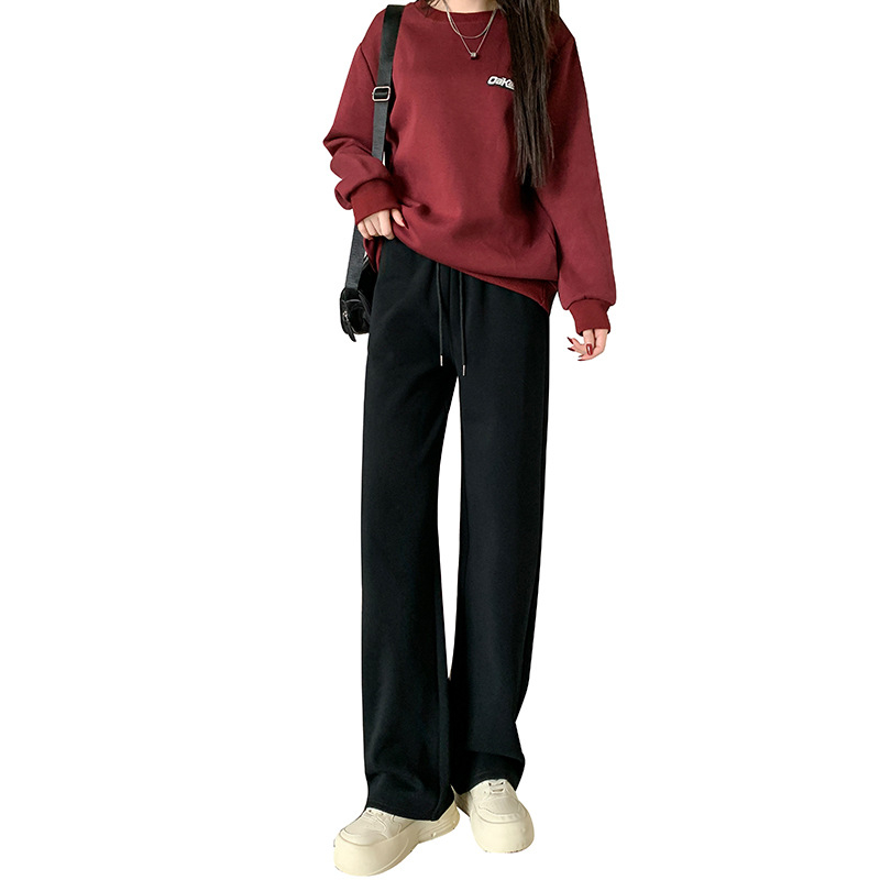 Ženske casual hlače s fleece podšitím, široke nogavice, ravni kroj, za sitnije figure