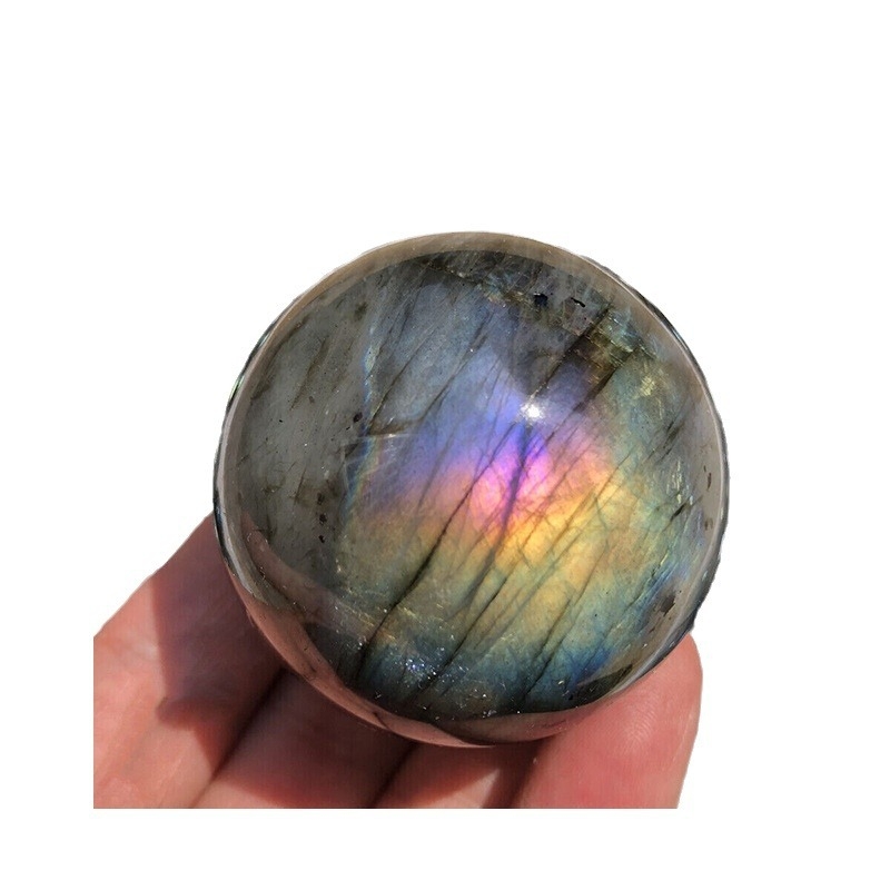 Prirodna labradorit kristalna kugla, polirana mjesečinom, Feng Shui dekor za dom i ured