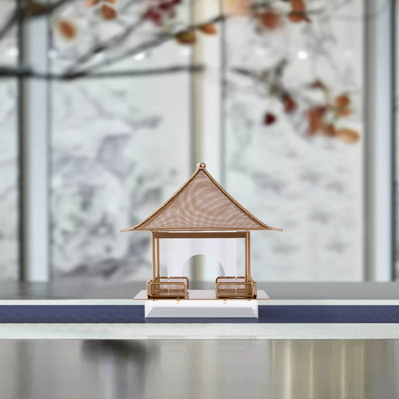 Kovová pagoda v štýle Huizhou, dekoratívny prvok do interiéru pre študovňu, showroom a hotel