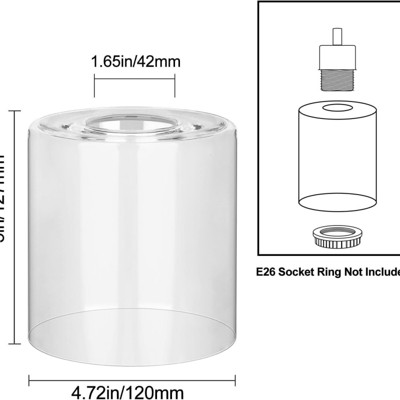 1-dielne priehľadné sklenené tienidlo – náhradný kryt pre lustre a stojacú lampu