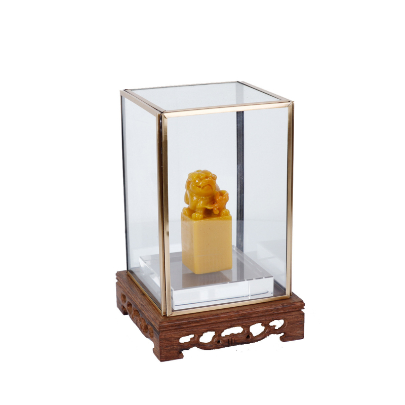 Dekoračný kus s skleneným krytom a jade pečaťou v čínskom štýle pre obývačku, vstupnú halu, študovňu, stôl, čajovňu a vilu