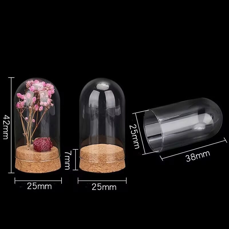 Priehľadná večná kvetina pod skleneným krytom, Ruža Malého princa, mikro krajinka, kreatívne DIY sklenená fľaša s dreveným uzáverom