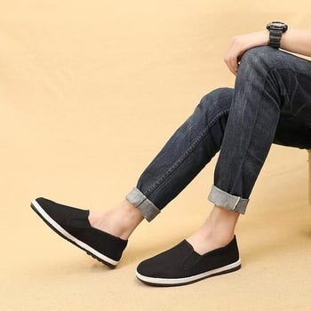 Aijunbao trostratne platnene tenisice za proljeće i jesen, stil Starog Pekinga, unisex, crne, prozračne, izdržljiva gumena potplata