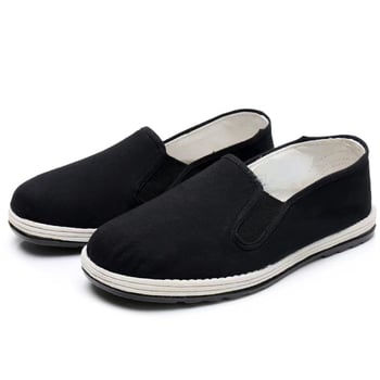 Aijunbao trostratne platnene tenisice za proljeće i jesen, stil Starog Pekinga, unisex, crne, prozračne, izdržljiva gumena potplata