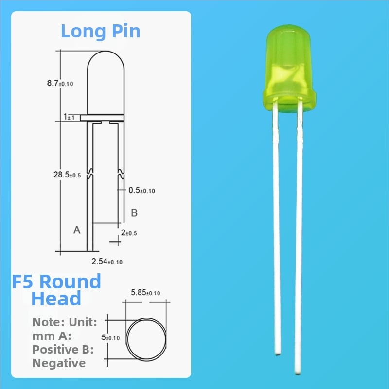 5 mm žlté LED indikátor, ultra jasné, montáž cez dieru