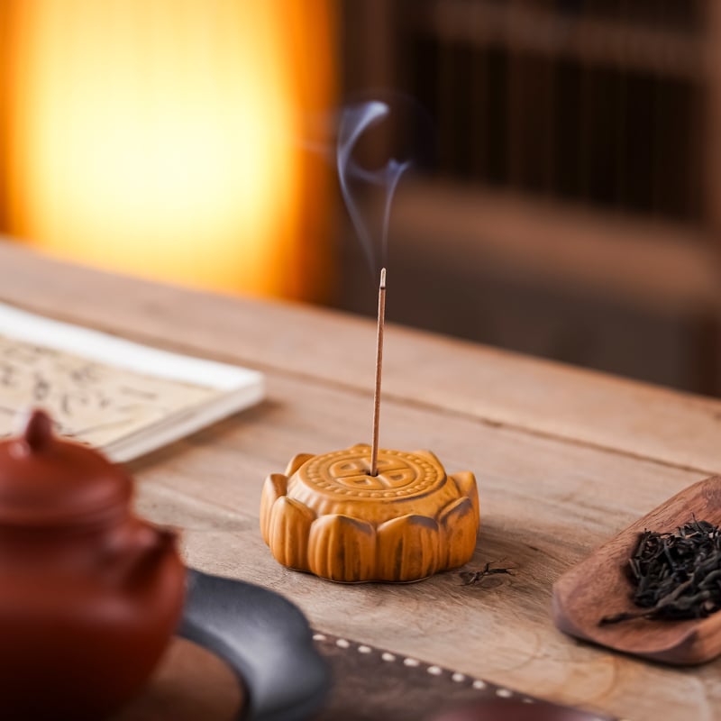 Kreatívne keramické kadidlové dekor v tvare lotosu s motívom Mooncake pre vnútornú čajovú ceremóniu