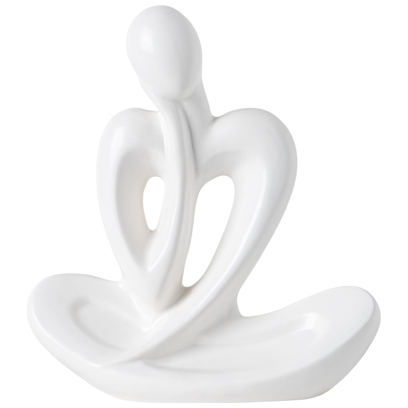 Keramická figúrka Thinker z bieleho porcelánu, severská inšpirácia, moderný minimalistický dizajn do obývačky