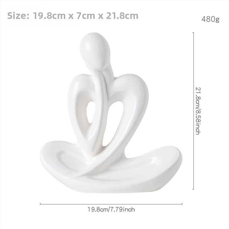 Keramická figúrka Thinker z bieleho porcelánu, severská inšpirácia, moderný minimalistický dizajn do obývačky